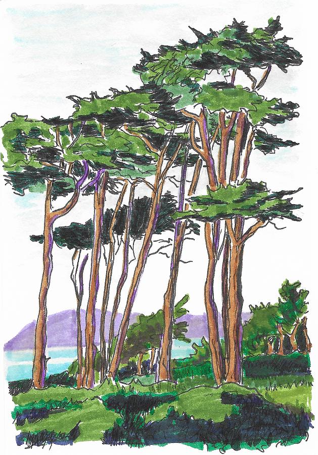 Trees at the beach Painting by Masha Batkova