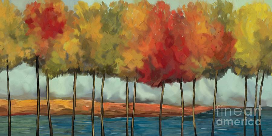 Trees By The Lake Painting by Tim Gilliland