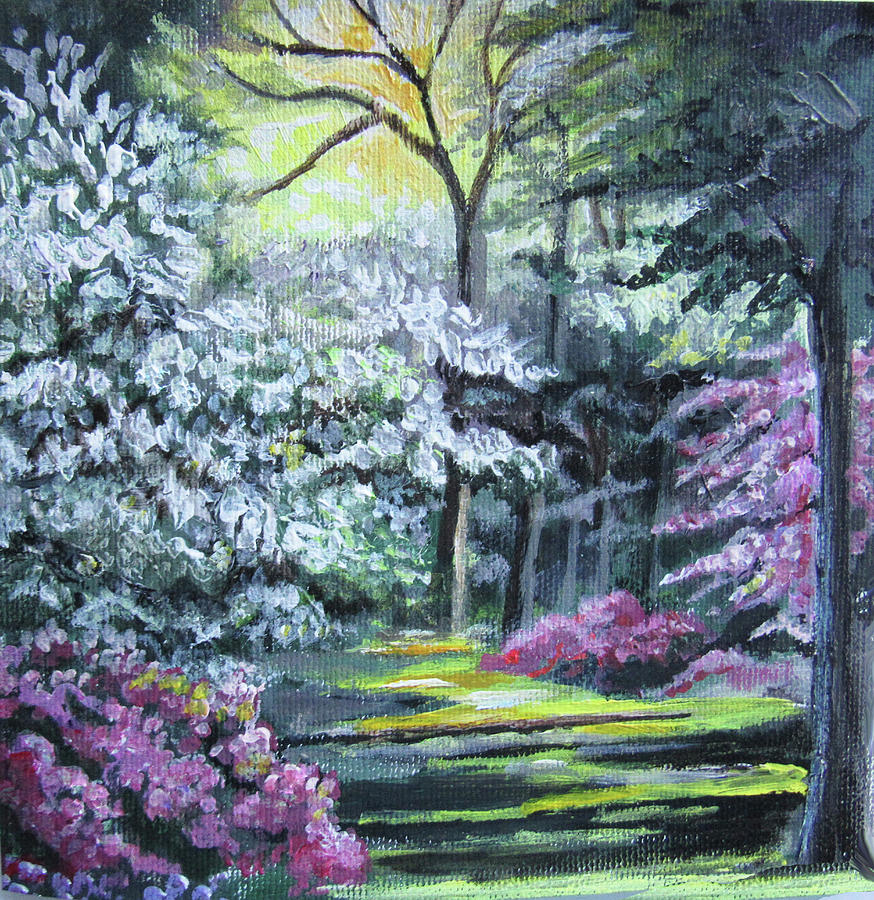 Trees in Bloom Painting by Jean Batzell Fitzgerald