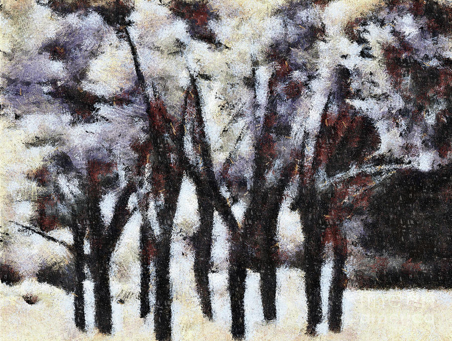Trees in Winter Painting by Elaine Manley