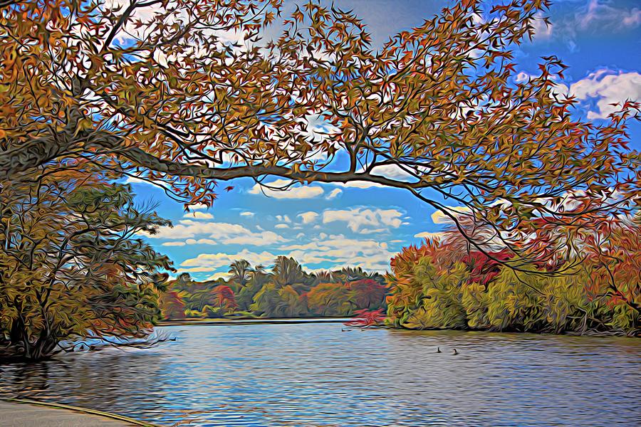 Trees of Color Landscape Autumn East Coast USA Digital Art by Chuck ...