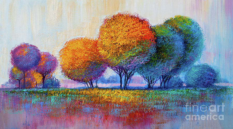 Trees, Oil Painting, Artistic Background Digital Art by Sbelov