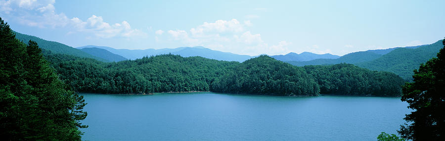 Nature Photograph - Trees Surrounding A Lake, Fontana Lake by Panoramic Images