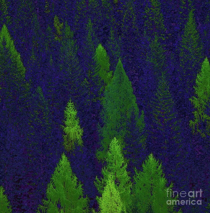 Treetops Blue and Green Digital Art by Corinne Carroll