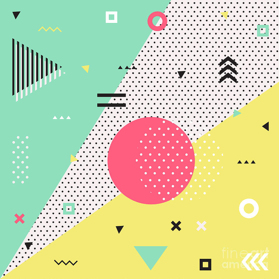 Trend Digital Art - Trendy Geometric Elements Memphis by Bosotochka Trend Digital Art - Trendy Geometric Elements Memphis by Bosotochka
