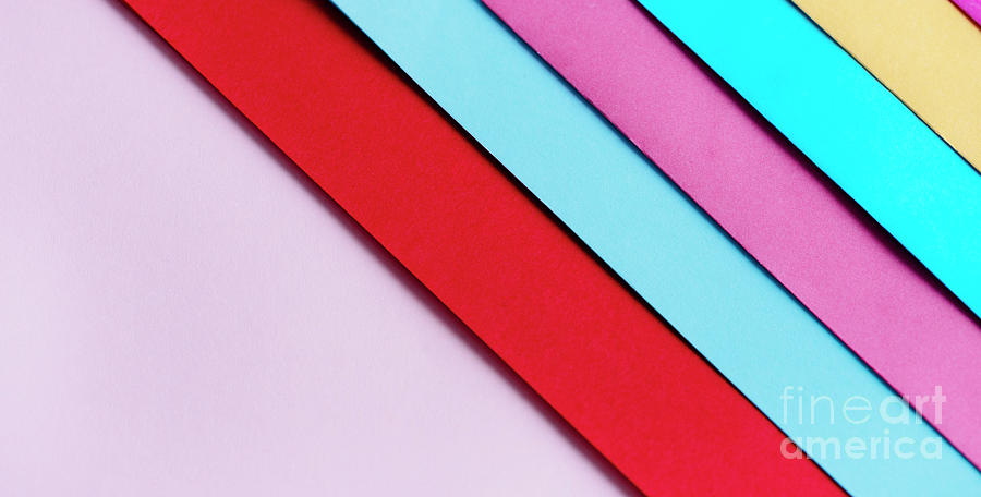 Trendy pastel colors in geometry shape flat lay. Colorful rainbo Photograph by Jelena Jovanovic
