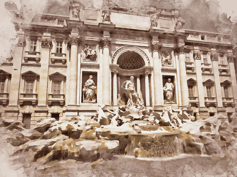 Trevi Fountain - 04 Painting by AM FineArtPrints
