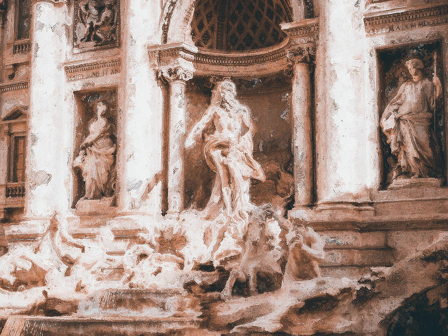 Trevi Fountain - 07 Painting by AM FineArtPrints