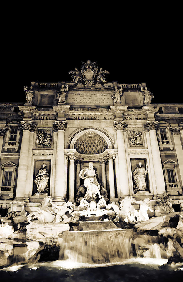 Trevi Fountain, Rome At Night Photograph by Jim Foley