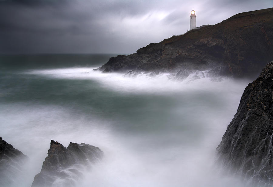 Trevose Lighthouse In A Storm, Trevose Photograph by David Clapp