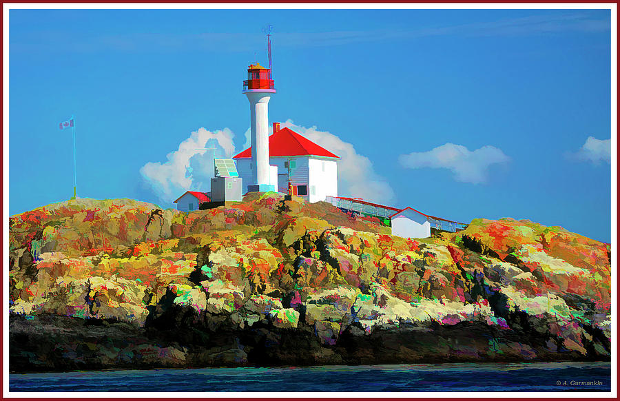 Trial Island Lighthouse, Victoria, British Columbia, Canada Digital Art by A Macarthur Gurmankin