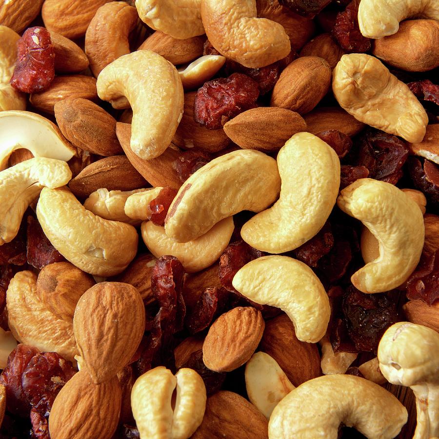 Trial Mix With Cashews, Cranberries, And Almonds Photograph by Paul Poplis