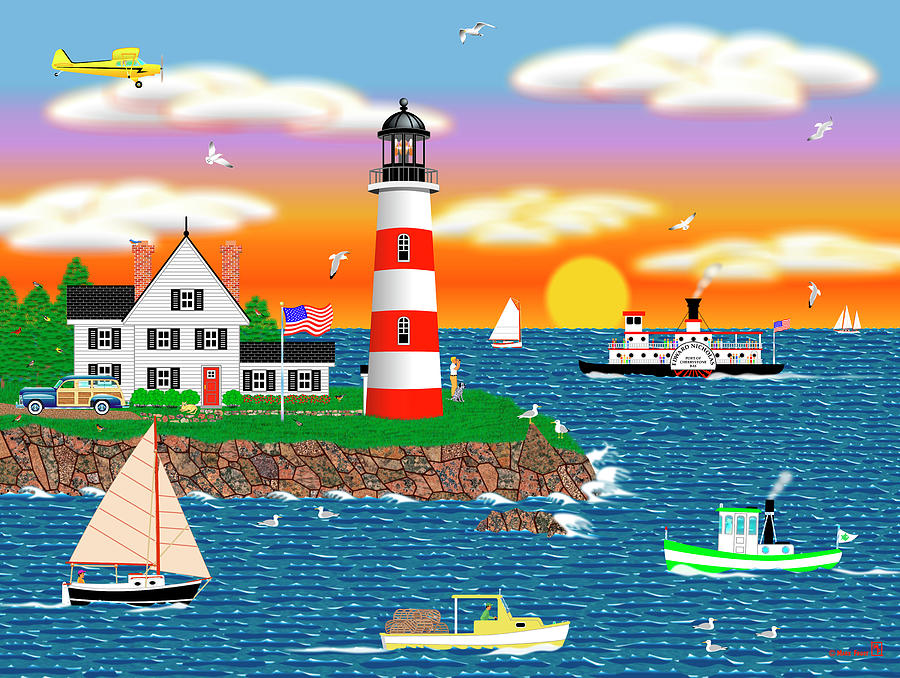Triangle Point Lighthouse Digital Art by Mark Frost
