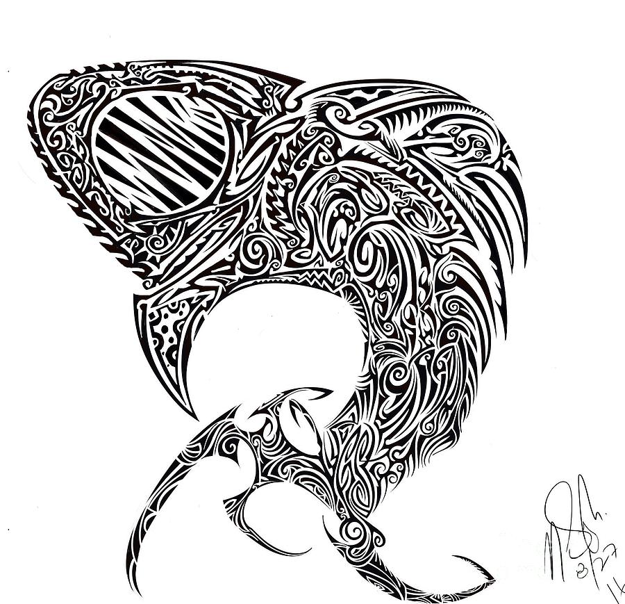 Tribal Shark  Digital Art by Mike Sangh