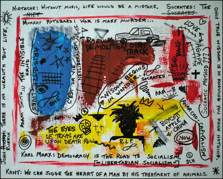 Abstract Painting - Tribute To Basquiat, Philosophy, And Activism by Scott Haley Abstract Painting - Tribute To Basquiat, Philosophy, And Activism by Scott Haley