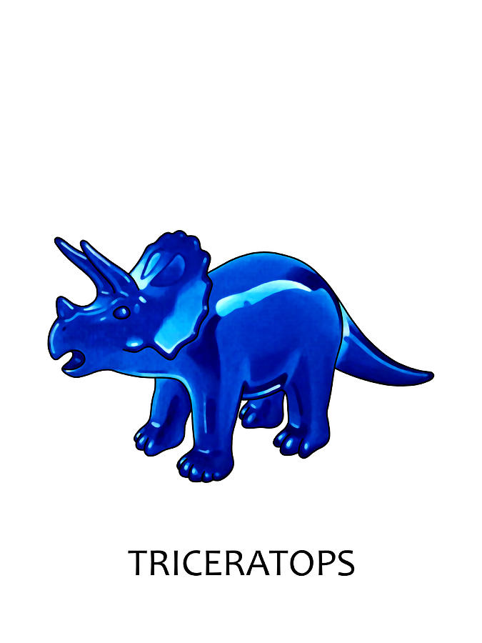 Blue Triceratops with Text Painting by Christopher Spicer