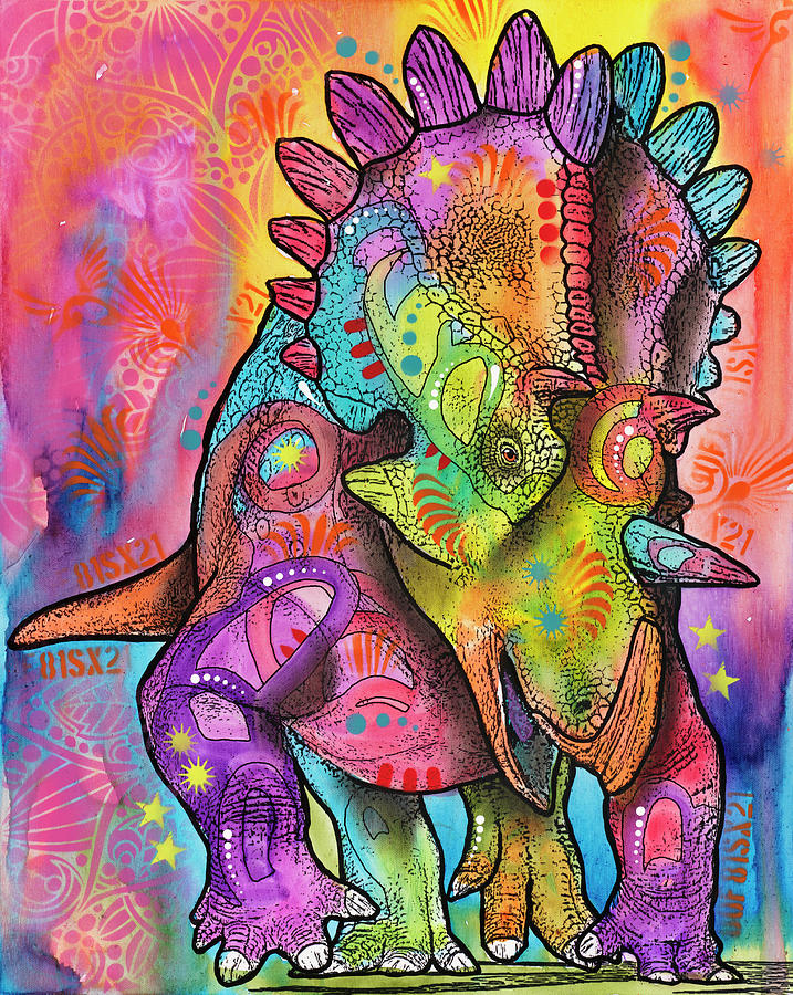 Reptile Mixed Media - Triceratops by Dean Russo- Exclusive