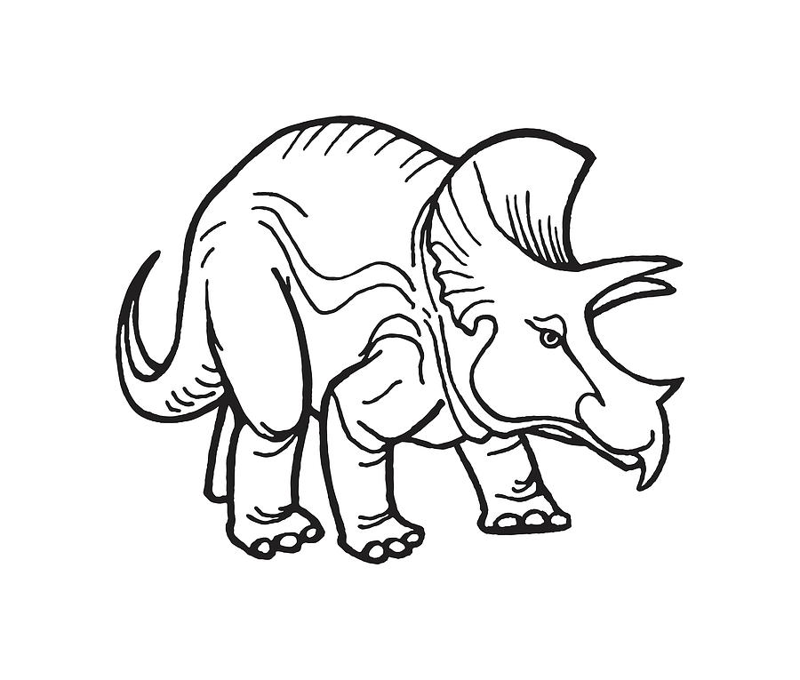 Prehistoric Drawing - Triceratops Dinosaur by CSA Images
