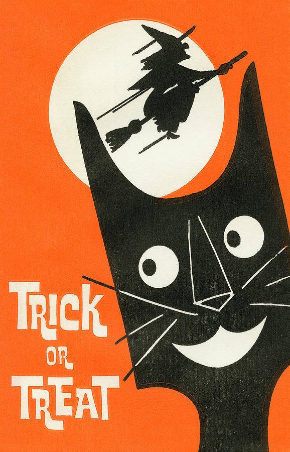 Trick or Treat - Cat Smile Painting by Unknown