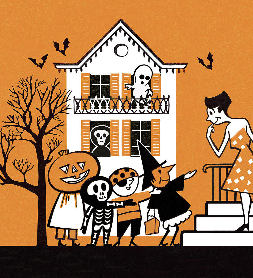 Halloween Drawing - Trick or Treat by CSA Images