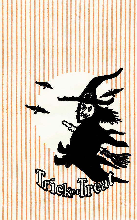 Trick or Treat - Red Line Witch Painting by Unknown