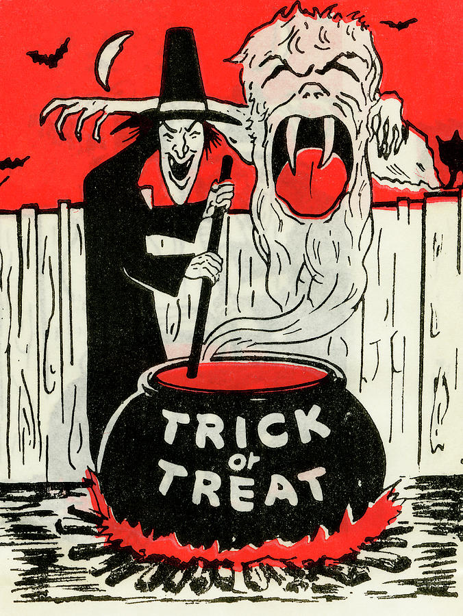 Trick or Treat - Witch Summoning Painting by Unknown