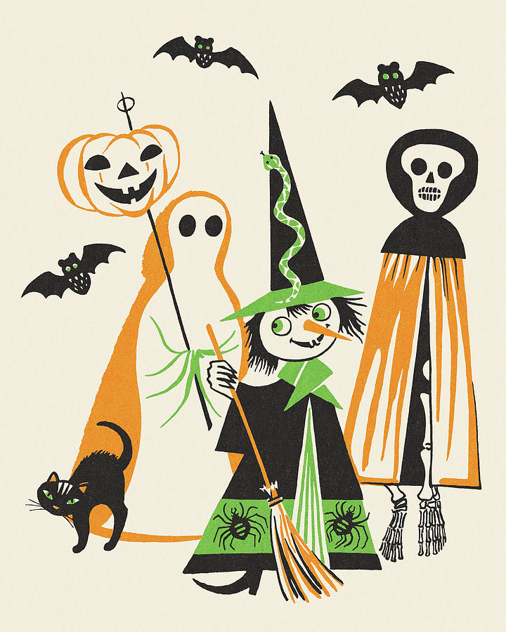 Trick or Treaters Drawing by CSA Images | Fine Art America