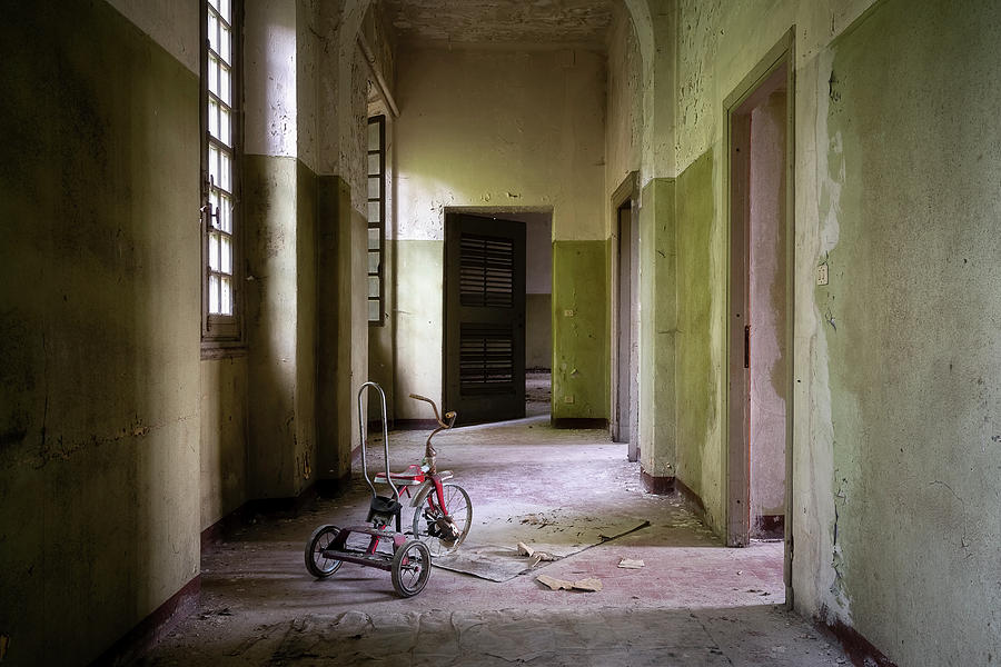 Tricycle in a Scary Hall Photograph by Roman Robroek