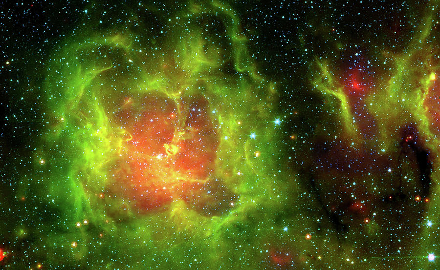 Trifid Nebula Glowing Green Photograph by Science Source