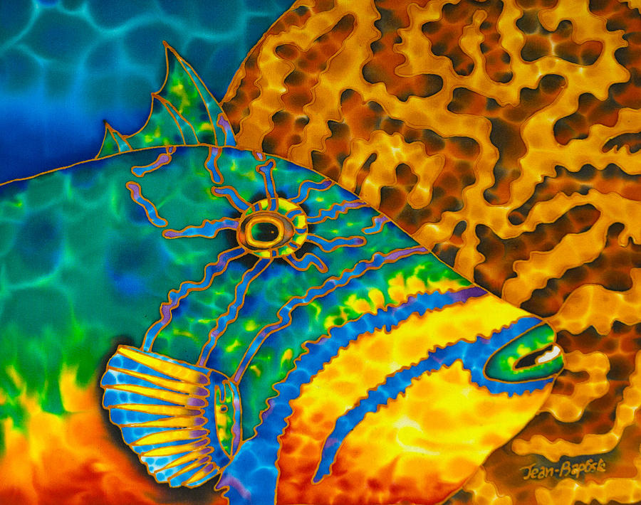 Triggerfish and Brain Coral Painting by Daniel Jean-Baptiste