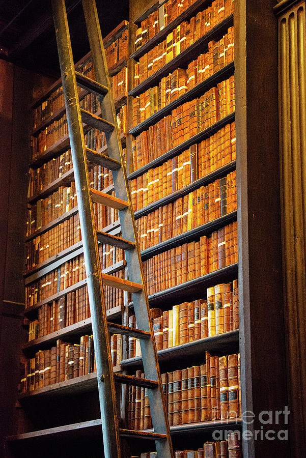 Trinity College Library Books and Ladder Photograph by Bob Phillips