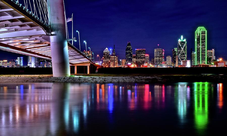 Trinity River Night View of Dallas Photograph by Frozen in Time Fine Art Photography