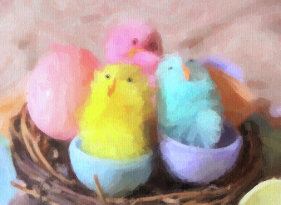 Easter Photograph - Trio Of Easter Chicks 2 by Cathy Lindsey