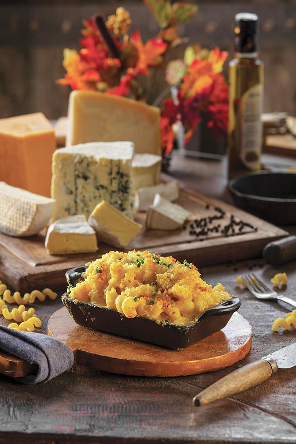 Triple Cream Mac And Cheese Baked In Individual Serving Size Cast Iron Dish Photograph by Cindy Haigwood