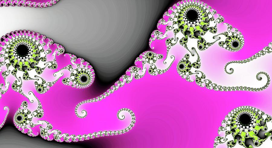 Triple Eye Spiral Fractal Pink Digital Art by Don Northup