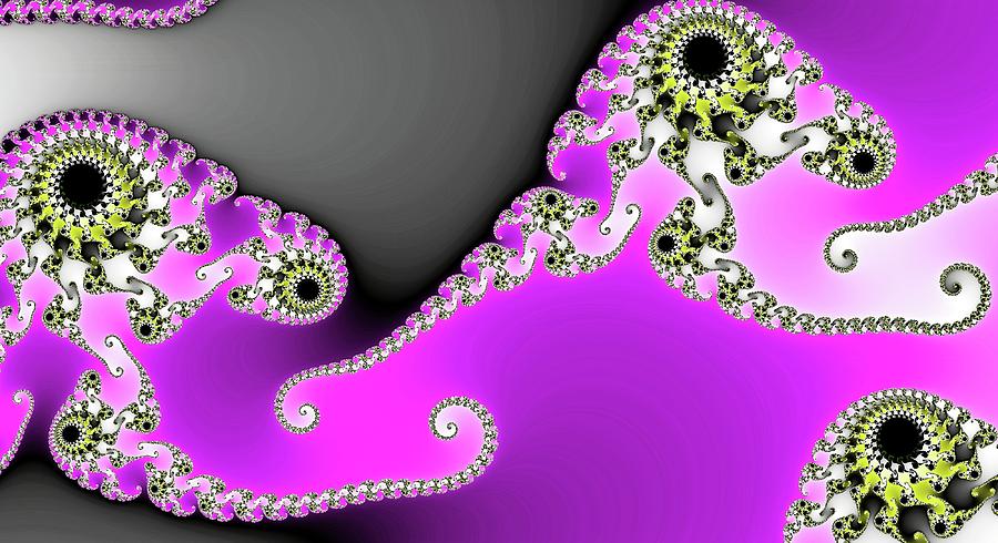 Triple Eye Spiral Fractal Pinkish Purple Digital Art by Don Northup
