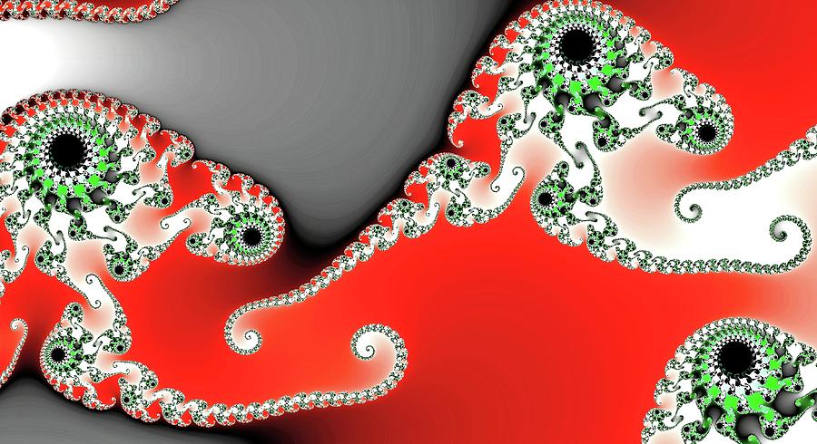 Triple Eye Spiral Fractal Red Digital Art by Don Northup