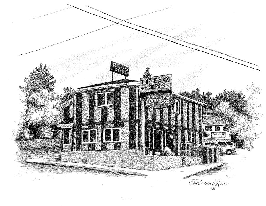 Triple XXX Steakhouse, Purdue University, West Lafayette, Indiana Drawing by Stephanie Huber
