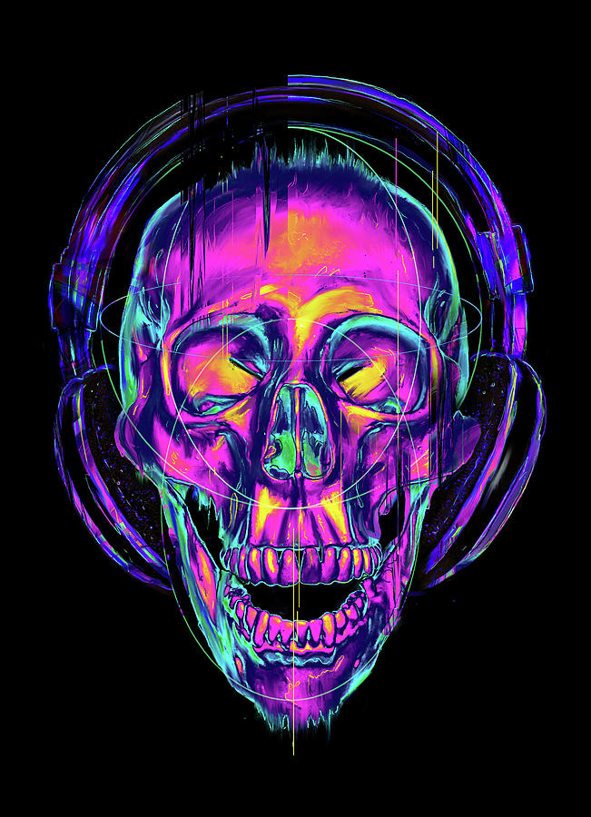 Skull Digital Art - Trippy Skull by Nicebleed