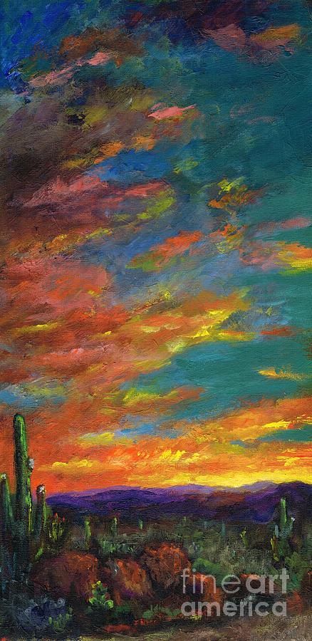Triptych 1 Desert Sunset Painting by Frances Marino