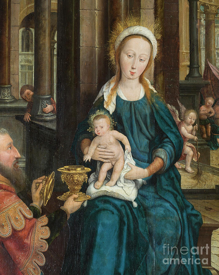 Triptych Of The Adoration Of The Child Jesus, 1528 Painting by Jean The Elder Bellegambe