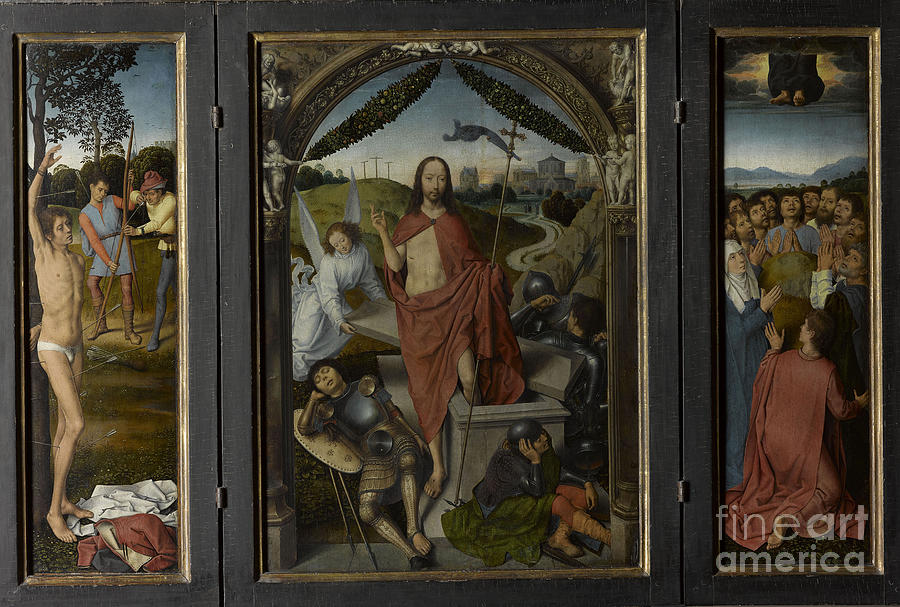 Triptych Of The Resurrection Drawing by Heritage Images