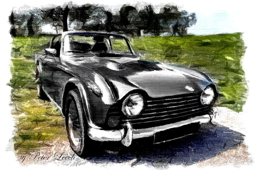 Triumph TR5 Monochrome with Brushstrokes by Peter Leech Triumph TR5 Monochrome with Brushstrokes by Peter Leech