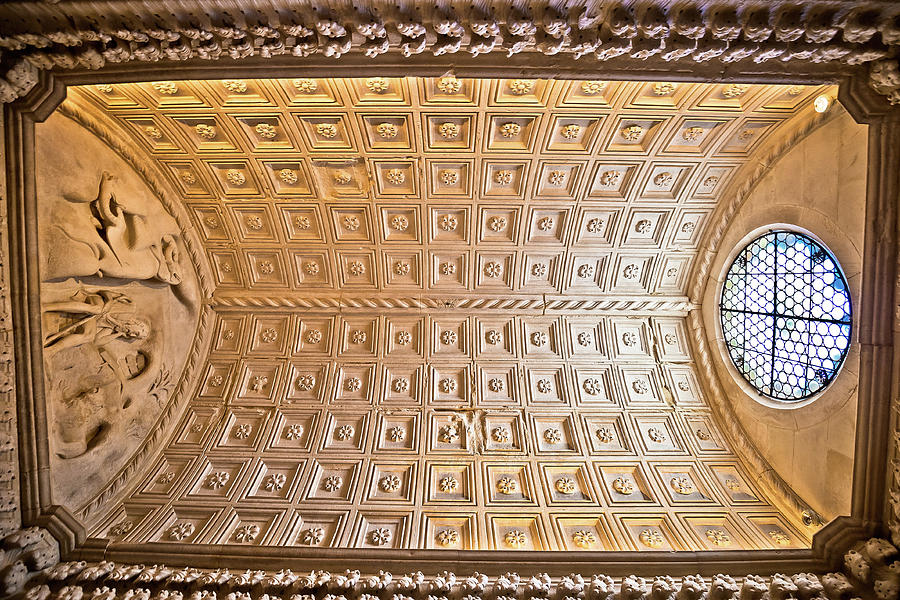 Trogir cathedral historic portal ceiling view Photograph by Brch Photography