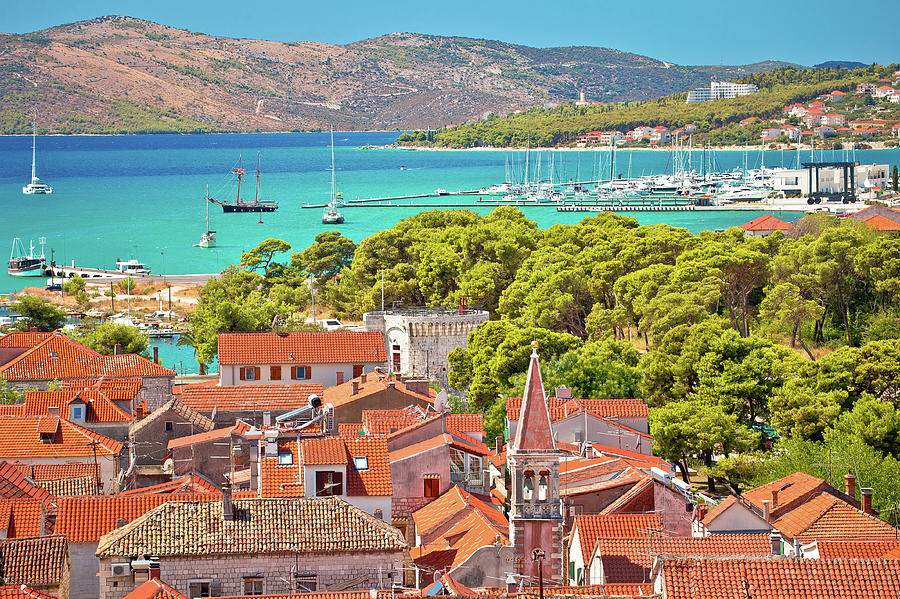 Trogir old city rooftops and turquoise archipelago view Photograph by Brch Photography