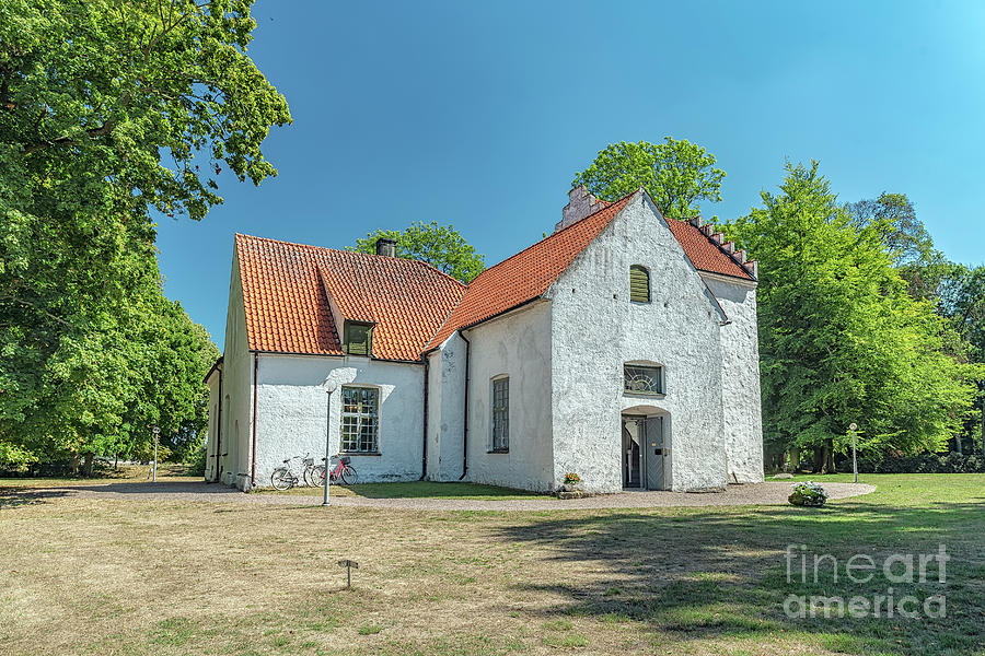 Castle Photograph - Trolle Ljungby White Church by Antony McAulay