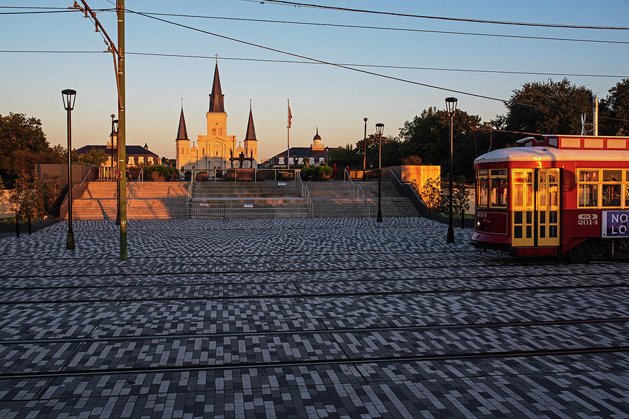 Trolley Tracks on the New Orleans waterfront Jackson Square Photograph by Toby McGuire