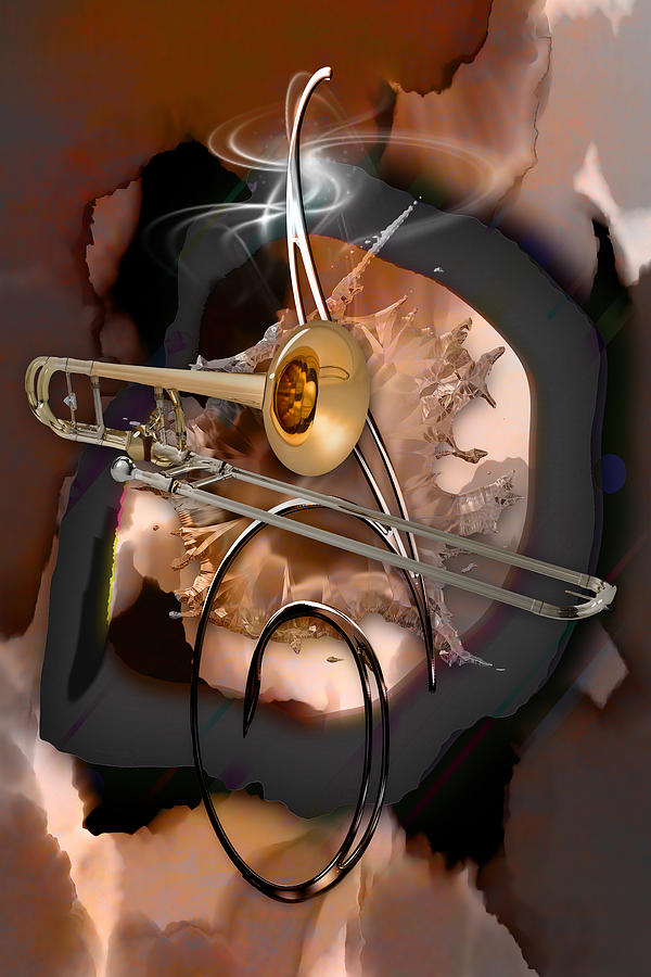 Trombone Mixed Media by Marvin Blaine
