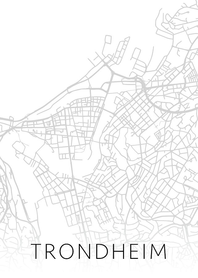 Trondheim Germany City Street Map Black and White Series Mixed Media by ...