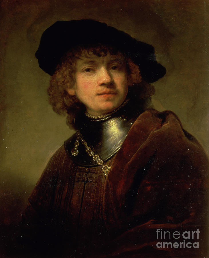 Hat Painting - tronie Of A Young Man With Gorget And Beret, 1639 by Rembrandt by Rembrandt Harmensz Van Rijn